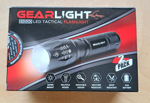 Gear Light S1000 LED Tactical Flashlight 2 Pack