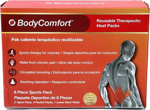 Body Comfort Reuseable Therapeutic Heat Packs  6 pc Sports pack