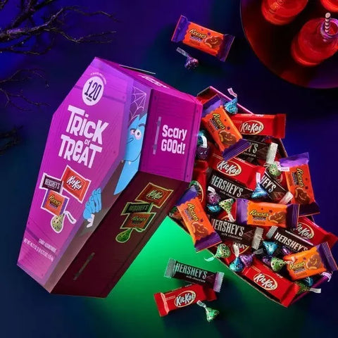 Hershey's Milk Chocolate Trick or Treat Halloween Candy Coffin Gift Box - 120pc